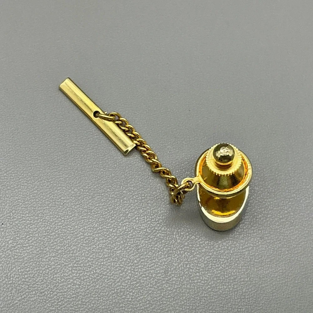 Sarah Coventry Tie Tack Rivoli Watermelon Rhinestone Gold Tone Vintage Chain